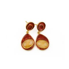 Mineli Sarı Kuvars Doğaltaşlı Gümüş Set