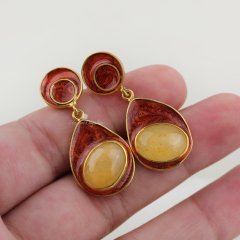 Mineli Sarı Kuvars Doğaltaşlı Gümüş Set