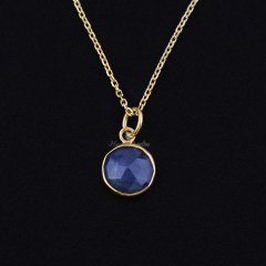 Adeline Serisi Safir Doğaltaşlı Minimal Gümüş Kolye