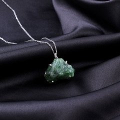 Ham Zümrüt Doğaltaşlı Gümüş Kolye
