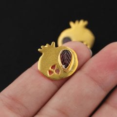 Nar Model Garnet Taşlı Gümüş Küpe