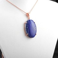 Lapis Lazuli Doğal Taşlı Gümüş Kolye