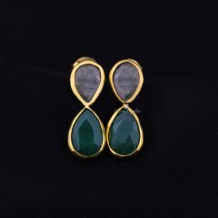 Damla Model Zümrüt Doğaltaşlı Gümüş küpe