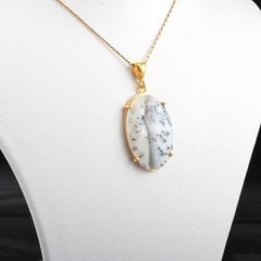 Dendrit Opal Doğal Taşlı Gümüş Kolye