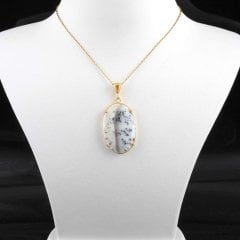 Dendrit Opal Doğal Taşlı Gümüş Kolye
