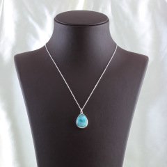 Larimar Doğaltaşlı Minimal Gümüş Kolye