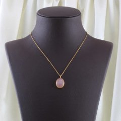 Morganit Doğaltaşlı Minimal Gümüş Kolye