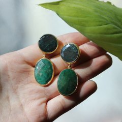 Zümrüt Doğaltaşlı Gümüş Set