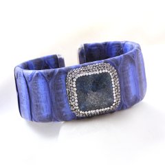 Lapis Lazuli Doğaltaşlı Hakiki Deri Bileklik