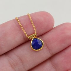 Lapis Lazuli Doğaltaşlı Minimal Gümüş Kolye