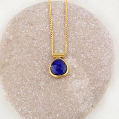 Lapis Lazuli Doğaltaşlı Minimal Gümüş Kolye