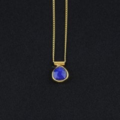 Lapis Lazuli Doğaltaşlı Minimal Gümüş Kolye