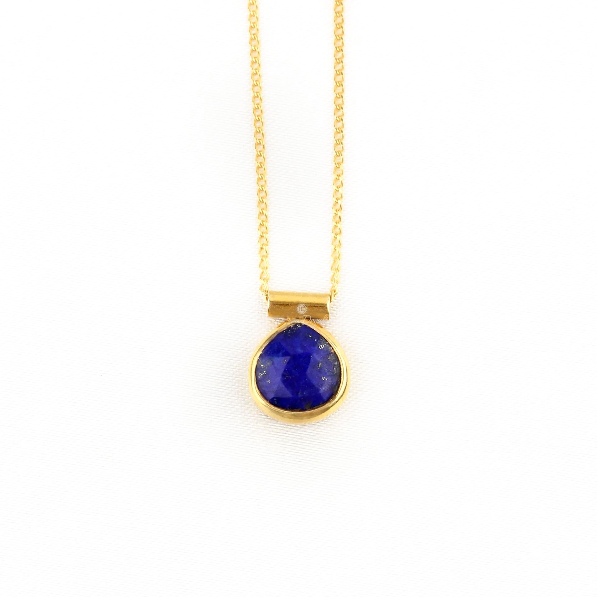 Lapis Lazuli Doğaltaşlı Minimal Gümüş Kolye