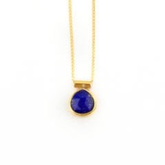 Lapis Lazuli Doğaltaşlı Minimal Gümüş Kolye