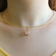 Lara Serisi Pembe Kuvars Doğaltaşlı Gümüş Gerdanlık