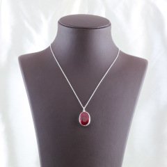 Çatam Yakut Doğaltaşlı Minimal Gümüş Kolye