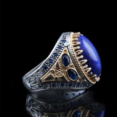 Lapis Lazuli Doğaltaşlı Erkek Gümüş Yüzük