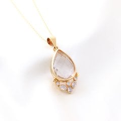 Kristal Kuvars Doğaltaşlı Fancy Kolye