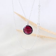 Garnet Doğaltaşlı Minimal Kolye