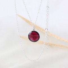 Garnet Doğaltaşlı Minimal Kolye