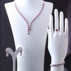 Pembe Zirkon Gümüş Set