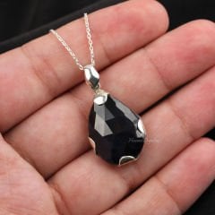 Safir Doğaltaşlı Gümüş Kolye