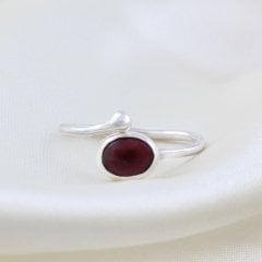 Garnet Doğaltaşlı Minimal Yüzük
