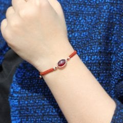 Garnet Doğaltaşlı Örme Bileklik