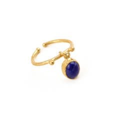 Sallantılı Lapis Lazuli Doğaltaşlı Gümüş Yüzük