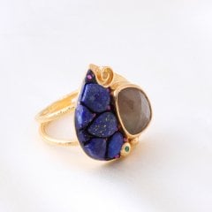 Lapis Lazuli ve Safir Doğaltaşlı Yüzük