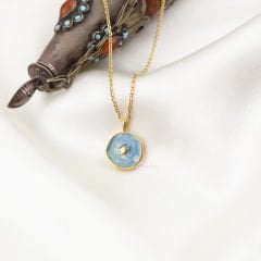 Minimal Mineli Gümüş Charm