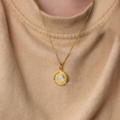 Aytaşı Doğaltaşlı Minimal Gümüş Kolye