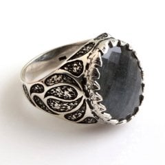 Safir Doğaltaşlı Gümüş Yüzük M1