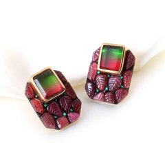 Doublet Turmalin ve Garnet Küpe