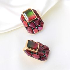 Doublet Turmalin ve Garnet Küpe