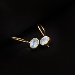 Mavi Topaz Doğaltaşlı Minimal Küpe