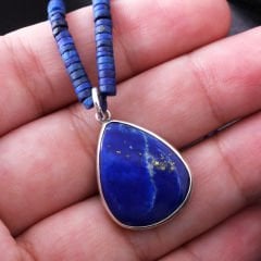 El İşi Özel Tasarım Lapis Lazuli Doğaltaşlı Kolye