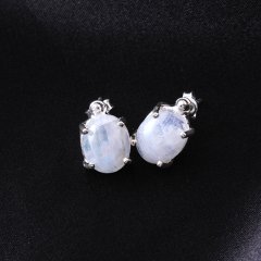 Ay Taşı Doğaltaşlı Minimal Gümüş Set