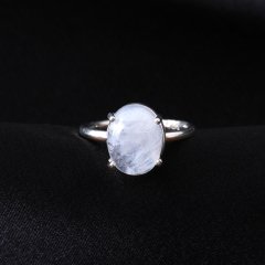 Ay Taşı Doğaltaşlı Minimal Gümüş Set