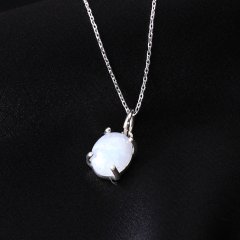 Ay Taşı Doğaltaşlı Minimal Gümüş Set