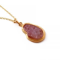 Mila Serisi Pembe Safir Doğaltaşlı Gümüş Kolye
