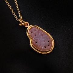 Mila Serisi Pembe Safir Doğaltaşlı Gümüş Kolye