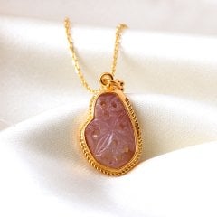 Mila Serisi Pembe Safir Doğaltaşlı Gümüş Kolye