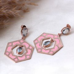 Mavi Topaz Doğaltaşlı Mineli Gümüş Küpe