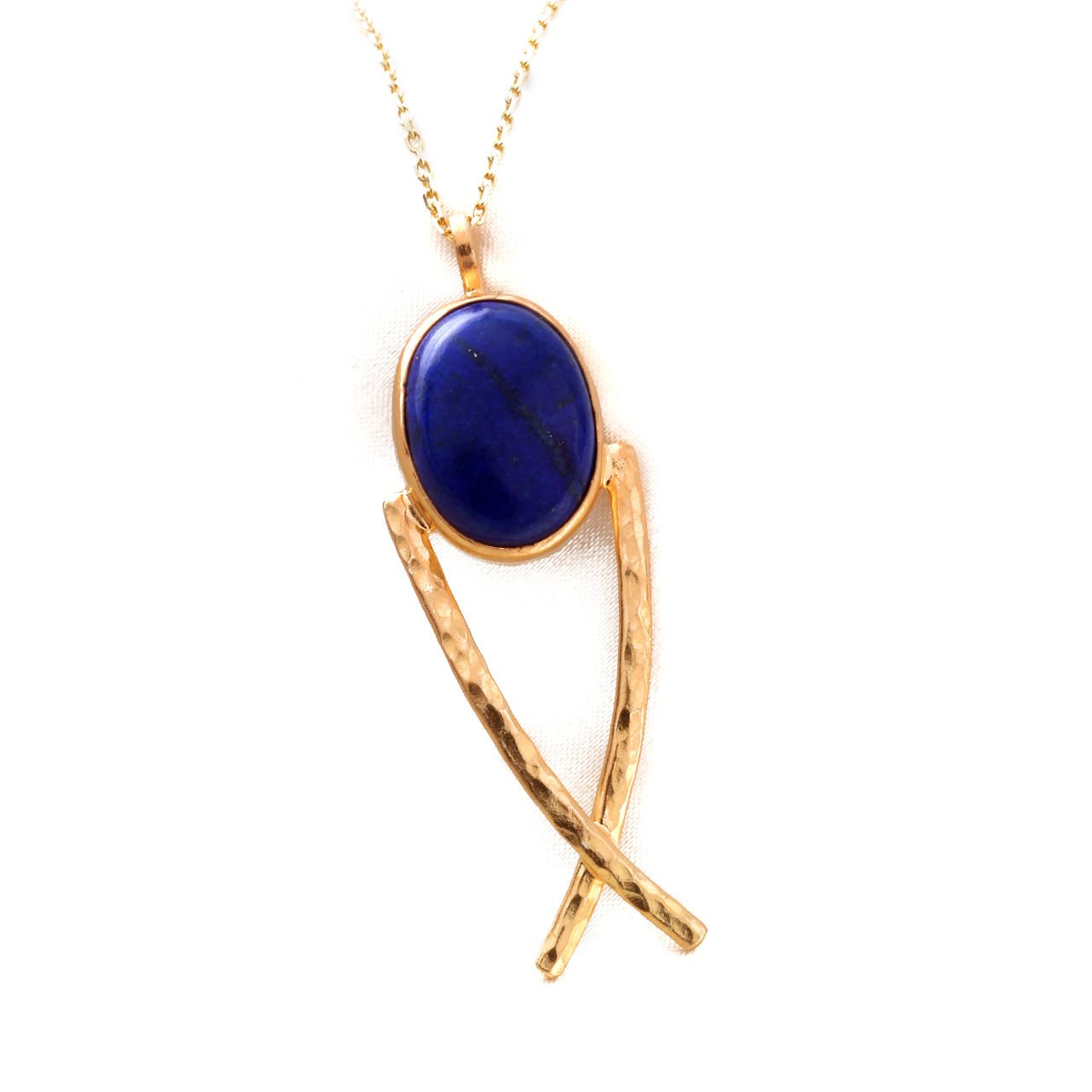 Lapis Lazuli Doğaltaşlı Balık Motifli Gümüş Kolye