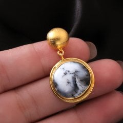 Dendrit Opal Doğaltaşlı Gümüş Küpe