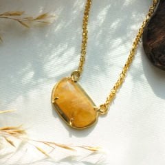 Sarı Safir Doğaltaşlı Gümüş Kolye