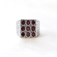 Garnet Doğaltaşlı Erkek Gümüş Yüzük