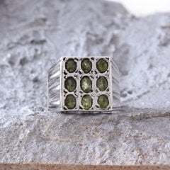 Peridot Doğaltaşlı Erkek Gümüş Yüzük