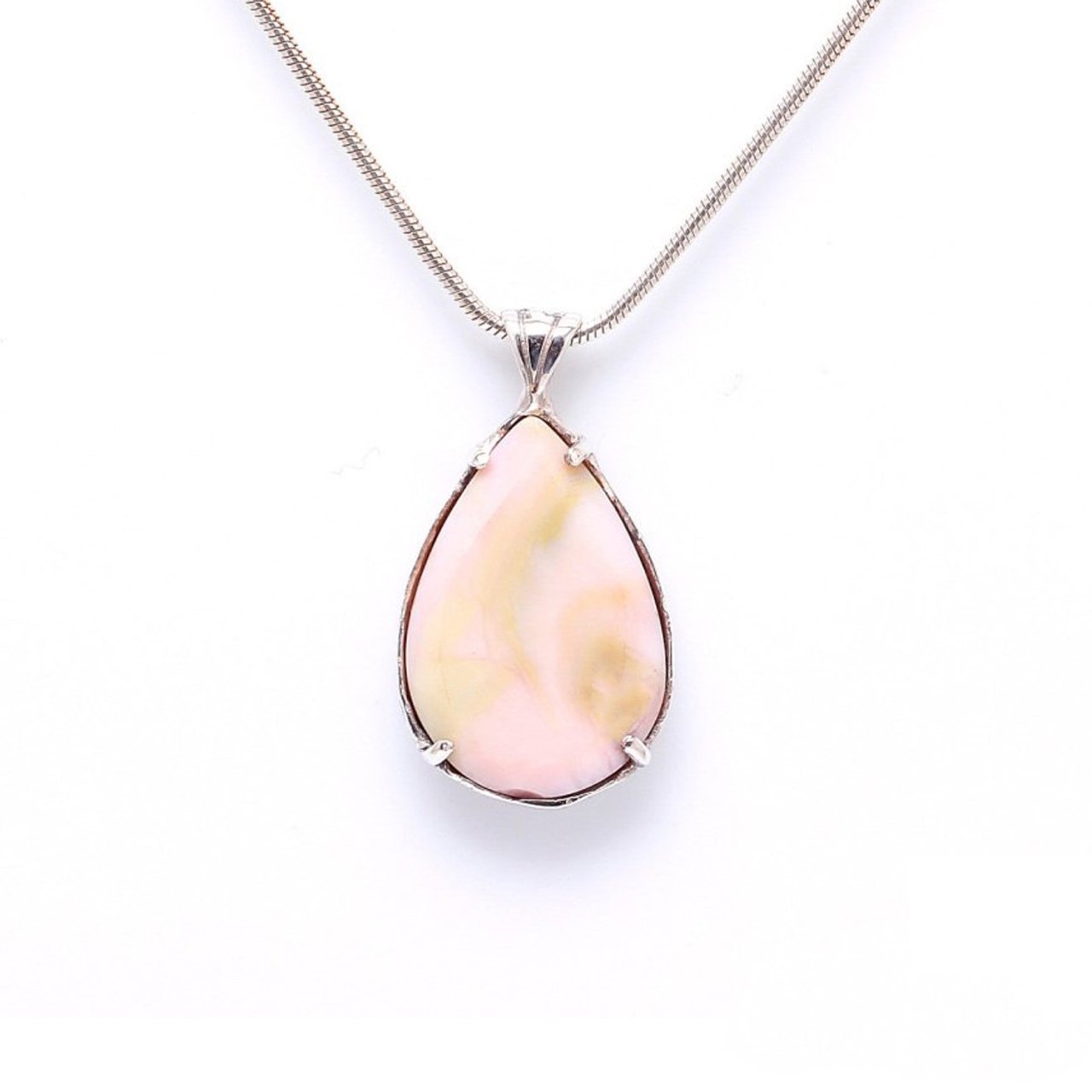 Opal Doğal Taşlı Özel Tasarım Gümüş Kolye Ucu